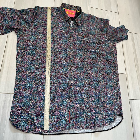 Westport Black Big Tall 3XLT Button Shirt Multicolor On Black Colorful Design - Picture 5 of 6